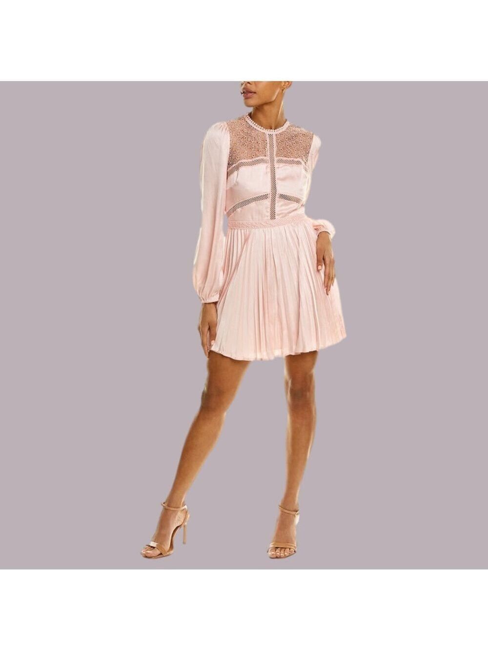 NWT Bardot Olivia Pleated Mini Dress in Pink Rose Size 10